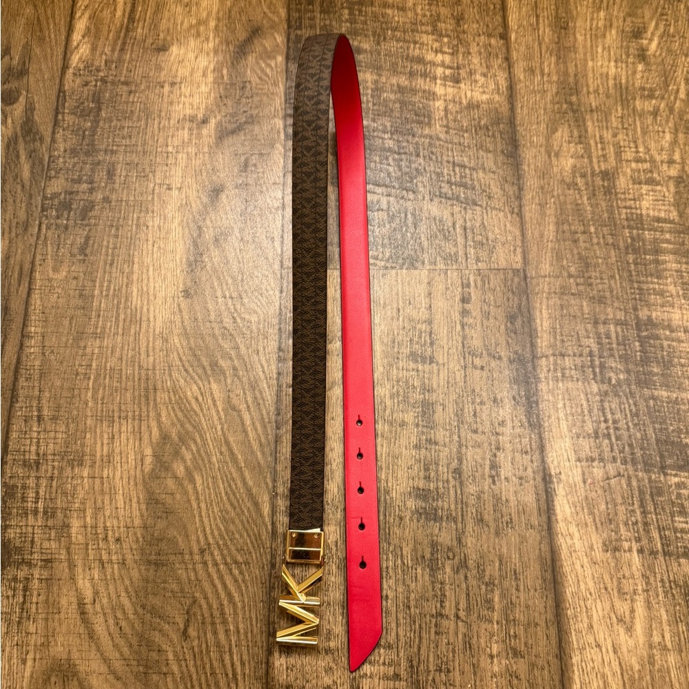 Michael Kors Red and Brown Leather Belt
